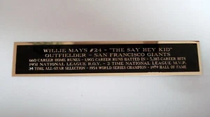 Willie Mays San Francisco Giants Baseball Bat Display Case Nameplate 1.5" X 6" - Picture 1 of 12