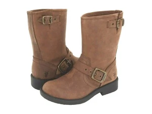 Little Frye toddler girls Engineer Pull On Gaucho Brown Leather Boots -size 4.5 - Picture 1 of 6