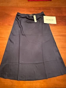 NWT J.CREW navy blue SILK satin FLATTERING SLIP skirt Womens SMALL S - Picture 1 of 8