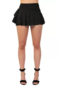 Skirt Skort Short Multi Layer Plain Frill Stretch Skirt Skort Short - Picture 1 of 5