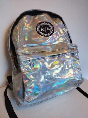 Hype Futuristic Holographic Rainbow Silver Rucksack, gebraucht, GC, Old Style. - Bild 1 von 4