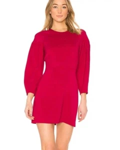 A.L.C. Dress Renton Magenta Stretch Crepe Women’s 4 Puff Sleeve Mini NWT - Picture 1 of 9