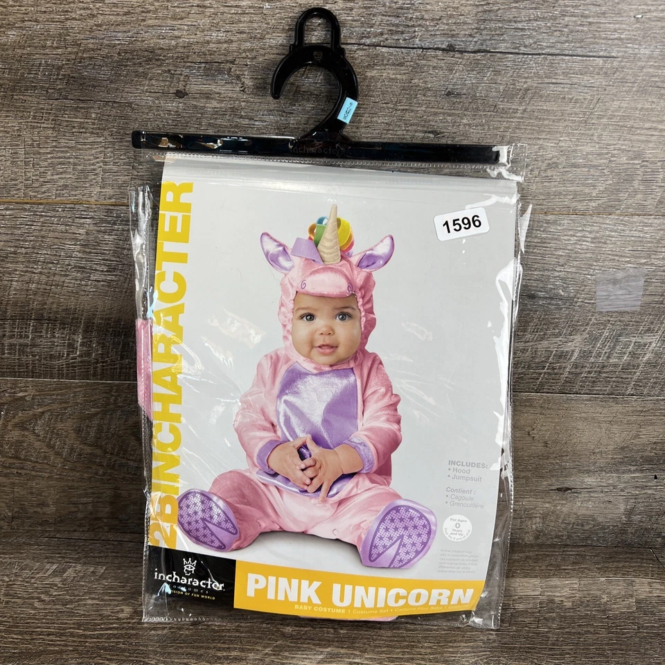 全新 Little Pink Unicorn 神话马动物 婴儿服装 连帽和连身裤 — 第 1/4 张图片