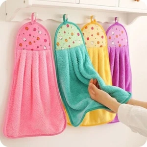 6 Pcs Hanging Towels Kitchen Coral Velvet Bathroom Soft Absorbent Dish Cloth - Picture 1 of 14