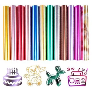 Metallic Heat Transfer Vinyl Bundle Chrome Htv Vinyl12 Sheets 12"x 10" Foil Holo - Picture 1 of 9