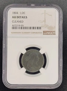 1804 Draped Bust Half Cent About Uncirculated NGC AU Details Cleaned - Picture 1 of 2