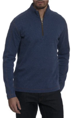$148 Robert Graham Elia Quarter Zip Pullover, Heather Dark Blue, Size Small - Image 1 of 3