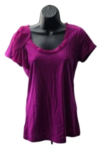 Ann Taylor Loft Top Blouse Purple Ruffle Frayed Sz Small  - Picture 1 of 6