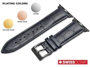 For APPLE WATCH 4 5 6 7 8 9 BLUE Genuine Leather Strap Band Bracelet Buckle Blue - Picture 1 of 8