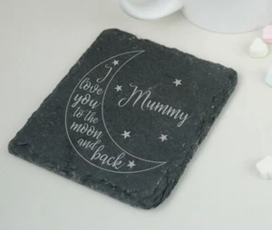 I Love You To The Moon & Back Custom Slate Coaster Mothers Day, Birthday Gift - Picture 1 of 12