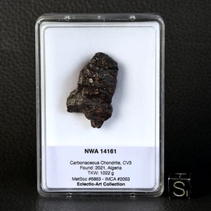Météorite NWA 14161 de 14,62 g avec Boite et Livret Chondrite Carbonée Type CV3 - Imagen 1 de 9