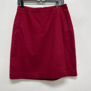 L. L. Bean Classic Fit Women's Faux Wrap Skirt Size 8 Regular Red Herringbone - Picture 1 of 7