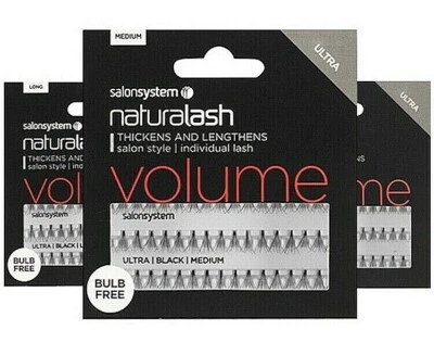 Salon System Naturalash Individual Eyelashes Bulb Free - Black Short Medium Long - Image 1 of 2