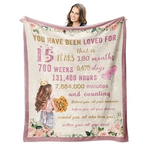 Quinceanera Gifts Blanket - 15 Year Old Girl Gifts for Birthday - 15th Birthd... - Picture 1 of 8