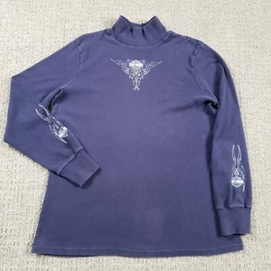 Camisa Harley Davidson Mujer 2XL Azul Manga Larga Cuello Tortuga De Colección Y2k 00s Bicicleta - Imagen 1 de 15