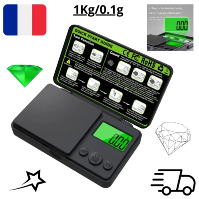 Mini Precision Pocket Scale 1000g x 0.1g For Food Jewelry Gold Silver - Image 1 of 4