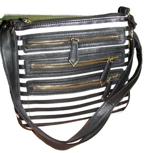 APT 9 PUIRSE handbag black/white w/shoulder strap inside black (closet) - Picture 1 of 5