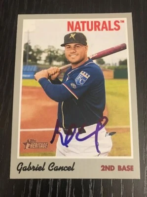 GABRIEL CANCEL Signed 2019 Topps Heritage Minors Baseball Card KC ROYALS AUTO - Image 1 of 2