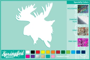 MOOSE HEAD Silhouette cut vinyl decal car truck window Hunting sticker - Foto 1 di 1