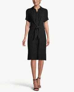 Chico's 1 Damenkleid 8 schwarz Kurzarm strukturiert Taillentaschen zum Binden NEU 109 $ - Bild 1 von 18