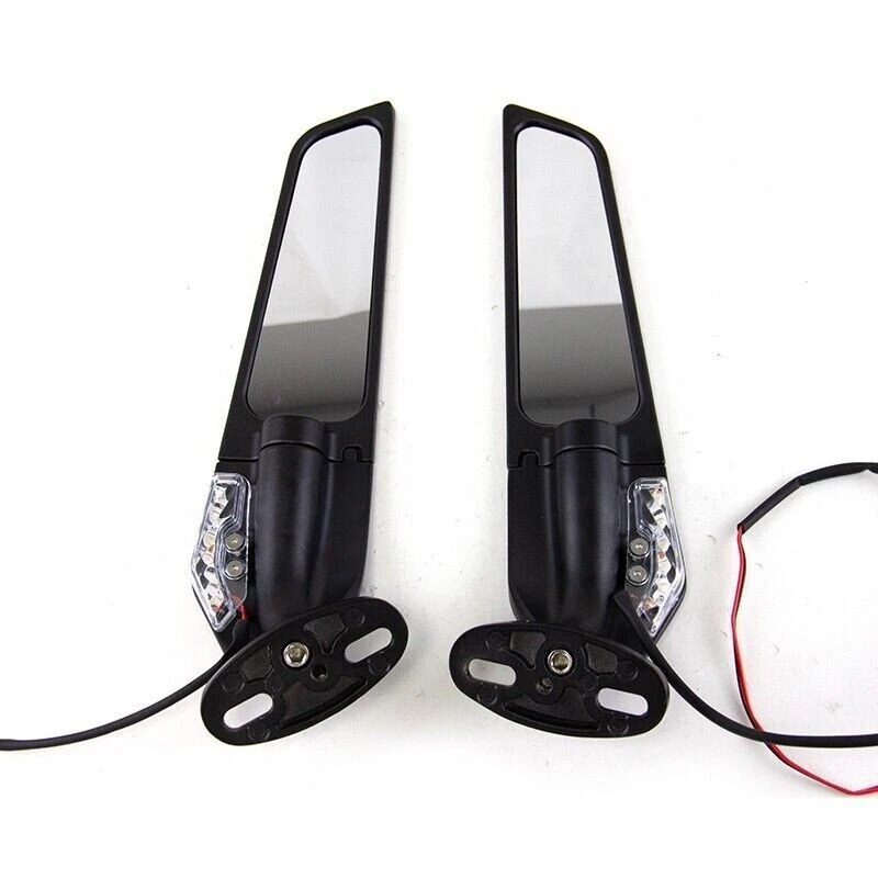 For Suzuki GSXR600 GSXR750 GSXR250R Adjustable Rearview Wind Wing Mirrors Lights - Image 1 of 4