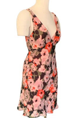 Vestido sin mangas floral FOSSIL forrado con cuello en V femenino fluido talla 6 #210M Foto 1 de 4
