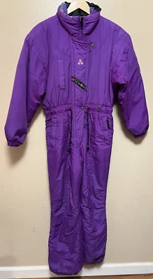 Vintage Obermeyer Ski Suit Snowsuit Snow Bib One Piece Purple Junior Sz 16 Retro - Image 1 of 4