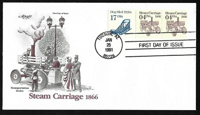 #2451 04c Steam Carriage 1866 - Dudgeon Cachet - Artmaster FDC coil pair + #2135 - Image 1 of 2