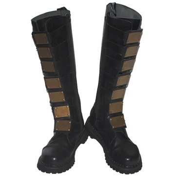 DEMONIA Steam 30 Boot Black Leather Steel Toe Knee High Metal Plates. US 8/W 10 - Image 1 of 4