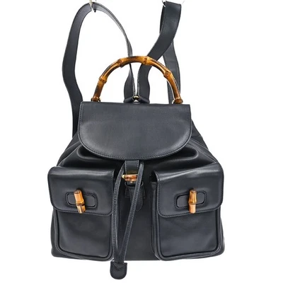 Gucci Navy Bamboo Backpack 003.2058.0016 NQ00363 - Image 1 of 4