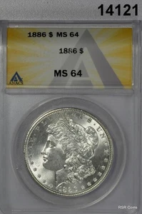 1886 MORGAN SILVER DOLLAR ANACS CERTIFIED MS64! #14121 - Picture 1 of 3