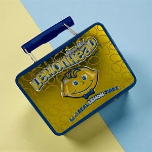 LEMONHEAD CANDY MINI LONCHERA Vintage Coleccionable Metal Almacenamiento Lata Publicidad - Imagen 1 de 18