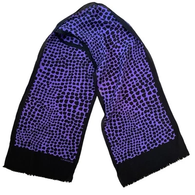 Bufanda de seda Lineone vintage para mujer retro púrpura negro lunares elegante lujo Foto 1 de 4