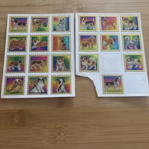Pegatinas de perro de colección bordes de estampillas laminadas doradas múltiples razas años 90 prisma arco iris - Imagen 1 de 7