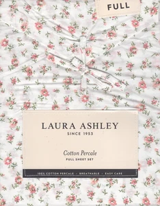 Laura Ashley Full Sheet Set Petite Fleur Pink Floral 4pc Cottage Farmhouse Chic - Picture 1 of 4