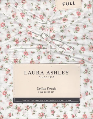 Laura Ashley Full Sheet Set Petite Fleur Pink Floral 4pc Cottage Farmhouse Chic - Image 1 of 4