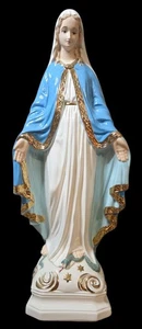 Vintage 24 Zoll Madonna Statue Unserer Lieben Frau von Gnade Blau Weiß Gold Katholischer Altar - Bild 1 von 8
