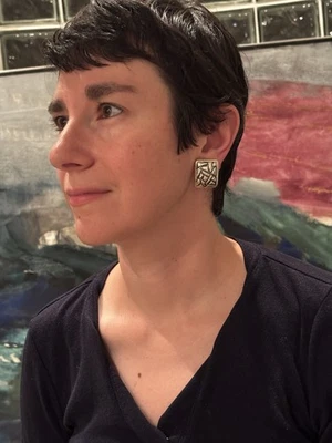 PENDIENTES CLIP CUADRADO TEXTURA ABSTRACTA ESTERLINA ELECTROFORMA SIMON SEBBAG ISRAEL Foto 1 de 4