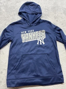 New York Yankees Youth Large MLB Performance Fleece Hoodie Sweatshirt Navy Blue - Picture 1 of 6