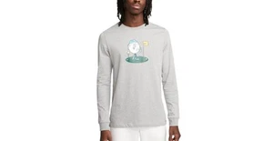 NEW NIKE GOLF LONG-SLEEVE SHIRT HAPPY GOLFER CARTOON LOGO GREY DZ2645-063 SMALL - Picture 1 of 4