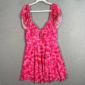 Mini Vestido Urban Outfitters Mujer Medio Rosa Floral Manga Corta Ligero - Imagen 1 de 7