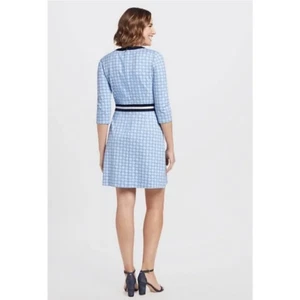 Draper James Honeycomb Floral Persley Ponte Dress Medium Blue and White - Picture 1 of 10