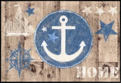 Salonloewe Fußmatte Anchor Wood 50 x 75 cm waschbare maritime Fußmatte  - Bild 1 von 3