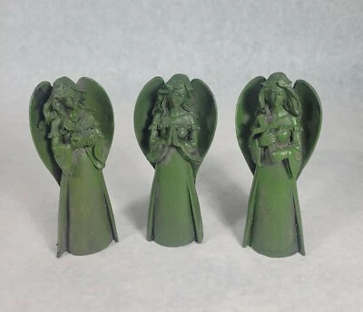 Juego De 3 Ángel Resina Verde 5" Oración Mariposa Cruz Jardín Navidad  Foto 1 de 4