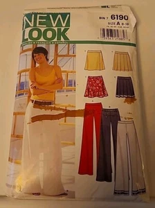 New Look 6190 Hose mit weitem Bein und Faltenröcke Misses Gr. 8 18 Schnittmuster - Bild 1 von 3