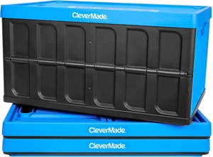 Clevermade Cestini Portaoggetti Pieghevole con Coperchi - Blu Nettuno 3Confezioni 46L - Plastica C - Foto 1 di 12