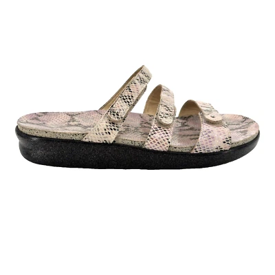 Womens 10 M SAS Iskia Pink Snake Print Leather Slide Sandals Slip On 3 Strap - Image 1 of 4
