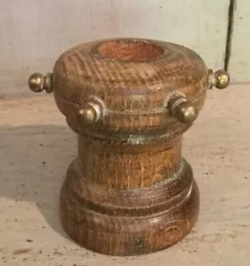 Treen Turned Wooden Candle Stick Holder Ships Steering Wheel Nautical Gift - Picture 1 of 7
