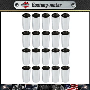 20PCs 33mm Chrome Plastic Cylinder Lug Nut Covers Caps Thread on for Semi Truck - Picture 1 of 11