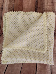 Handmade Crocheted Baby Blanket Yellow And White - Picture 1 of 3
